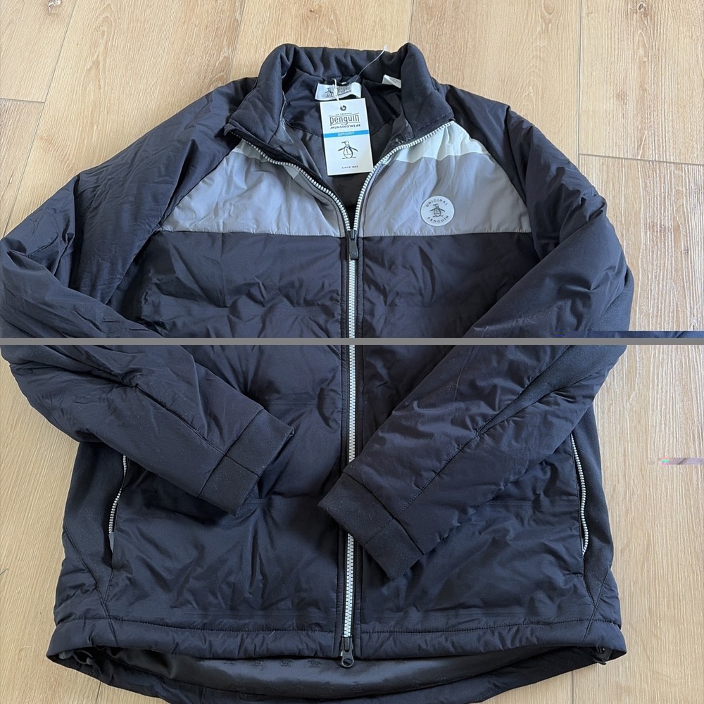 Original Penguin Golf Jacket Insulated Stripe Colorblock Black Medium Nwt